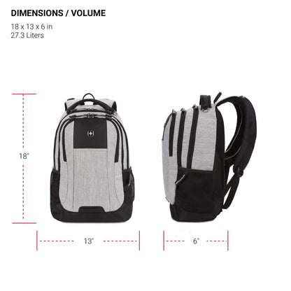 SwissGear 18-Inch Laptop Backpack in Heather Grey