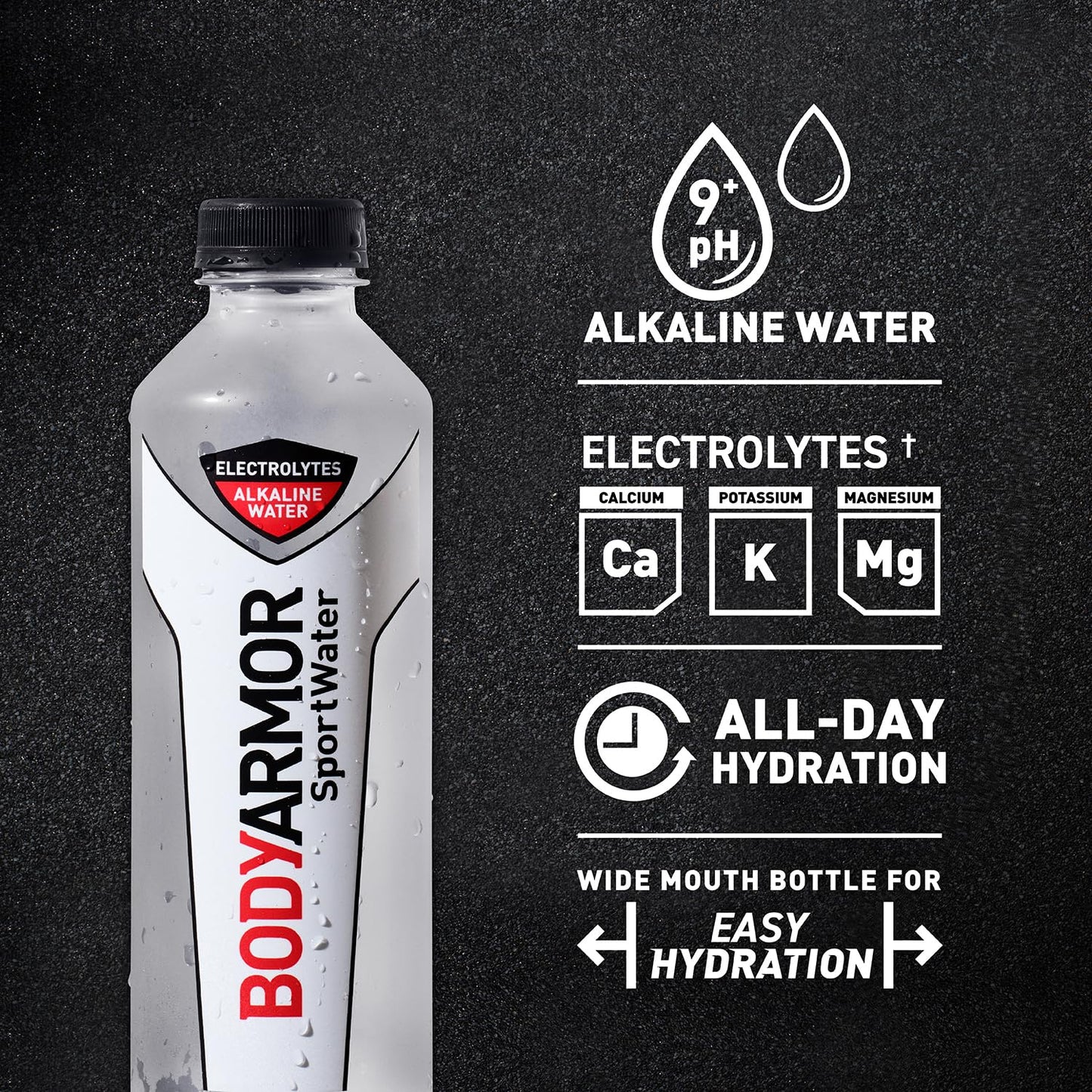 24 Bottles BODYARMOR Alkaline Water with Electrolytes, 700mL Pack