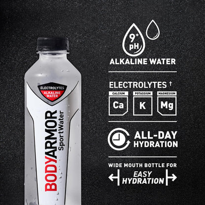 24 Bottles BODYARMOR Alkaline Water with Electrolytes, 700mL Pack
