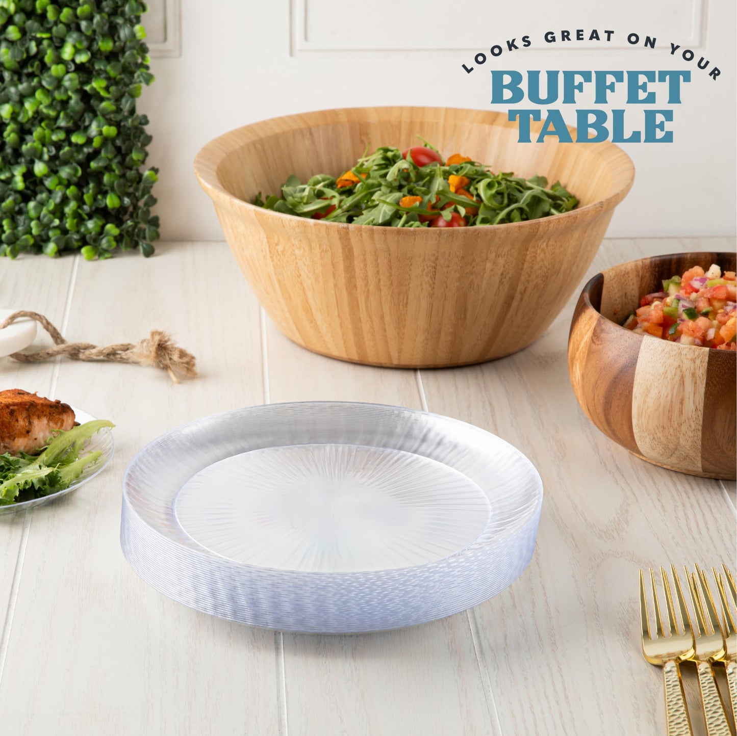 PLASTICPRO 60 Clear Disposable Plastic Plates