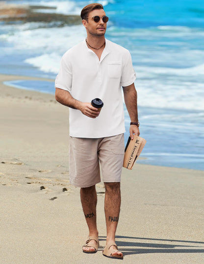Men's Casual Short Sleeve Henley Shirt