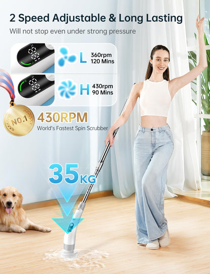 Electric Spin Scrubber with LED Display & 8 Heads