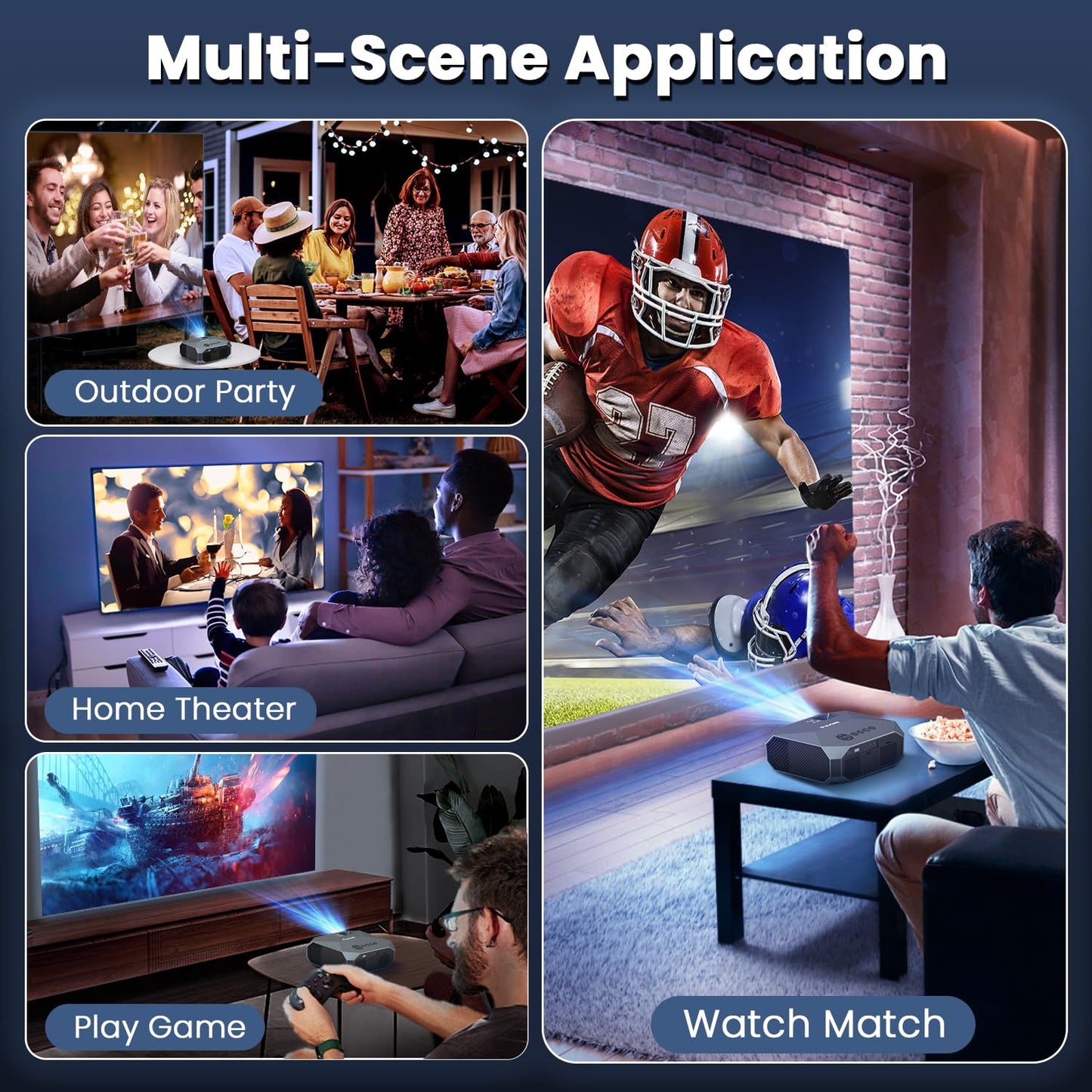 FUDONI 1080P Portable Movie Projector with WiFi