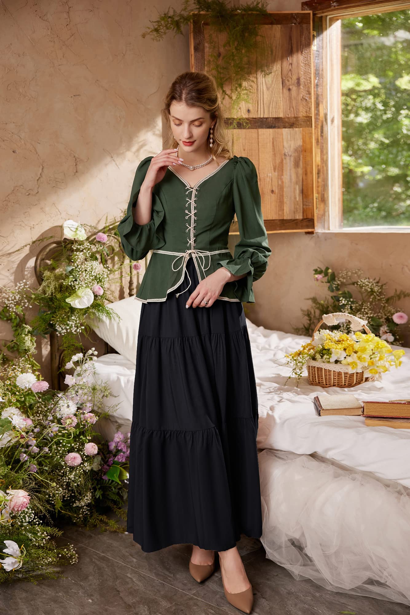 Women's Ankle Length Maxi Skirt with Pockets