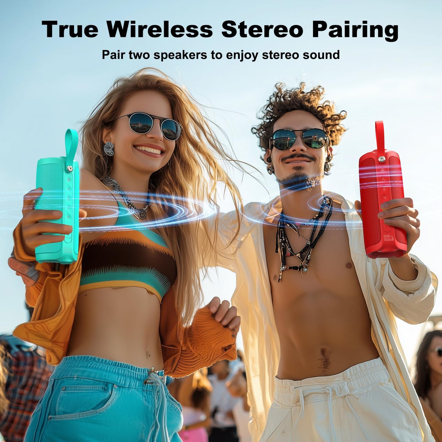 Portable Bluetooth Speaker with 15W Loud Sound