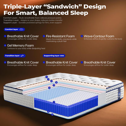 10 Inch Queen Hybrid Mattress with Zoned Support