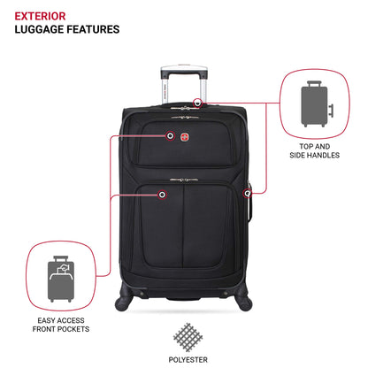 SwissGear Expandable 25-Inch Checked Luggage - Black