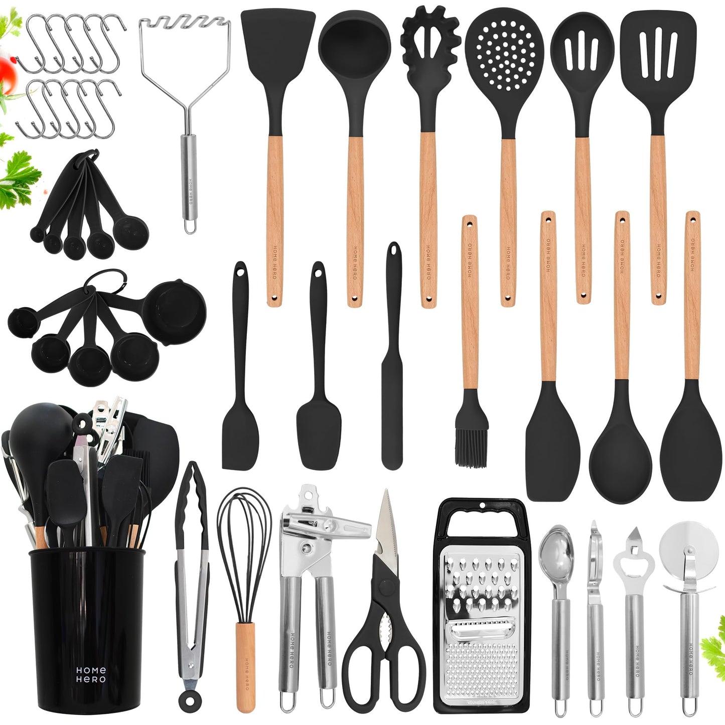 Home Hero 44-Piece Silicone Kitchen Utensil Set