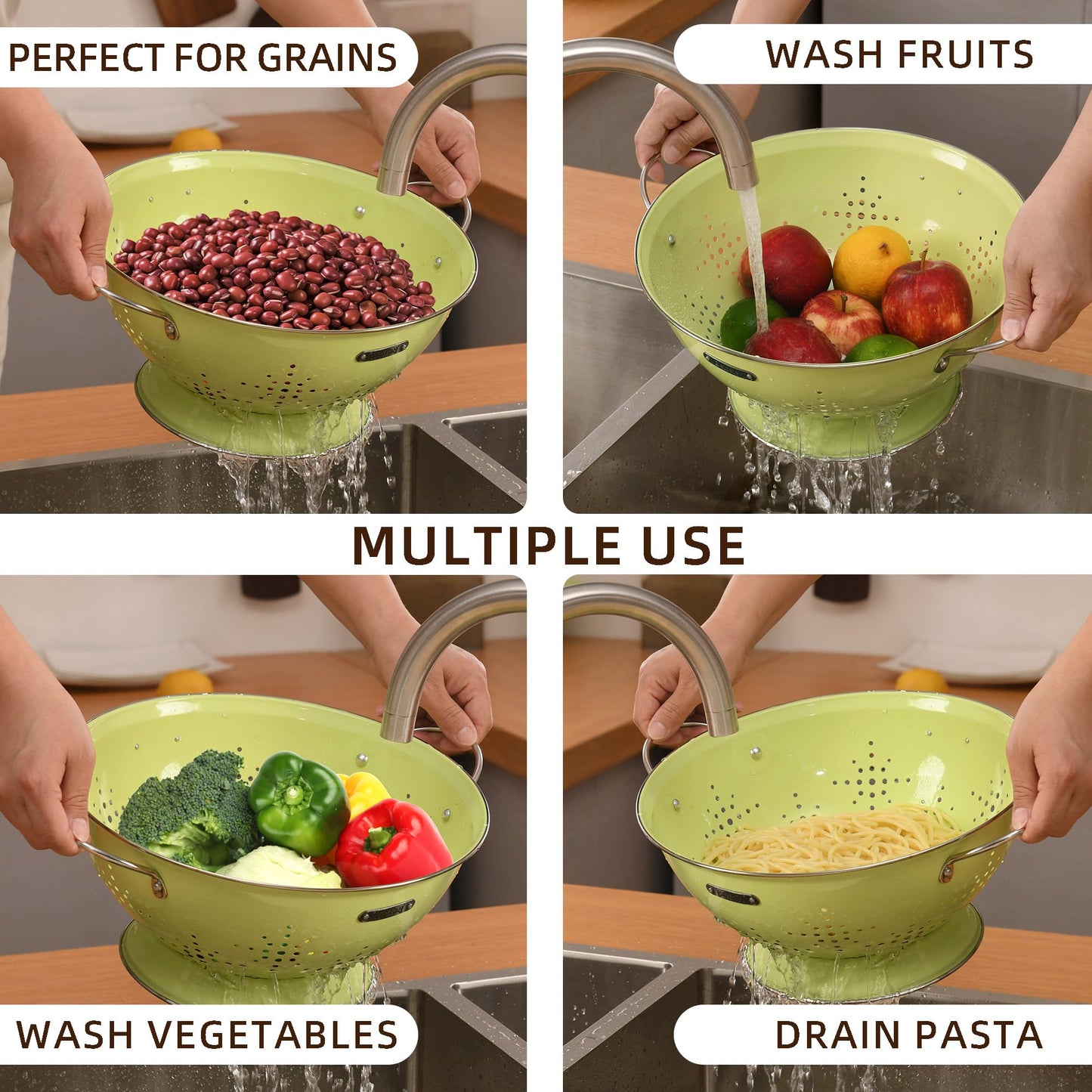 Metal Colander Set with Handles - 2Qt & 6Qt
