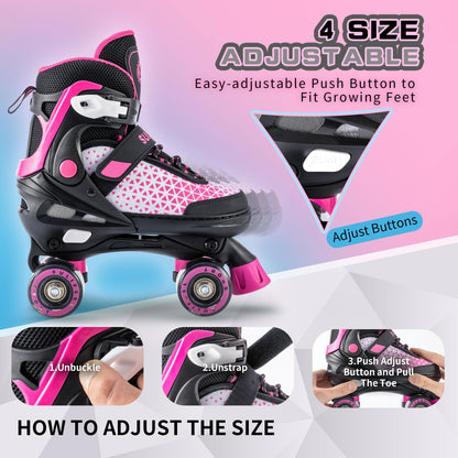 Adjustable Quad Roller Skates for Kids