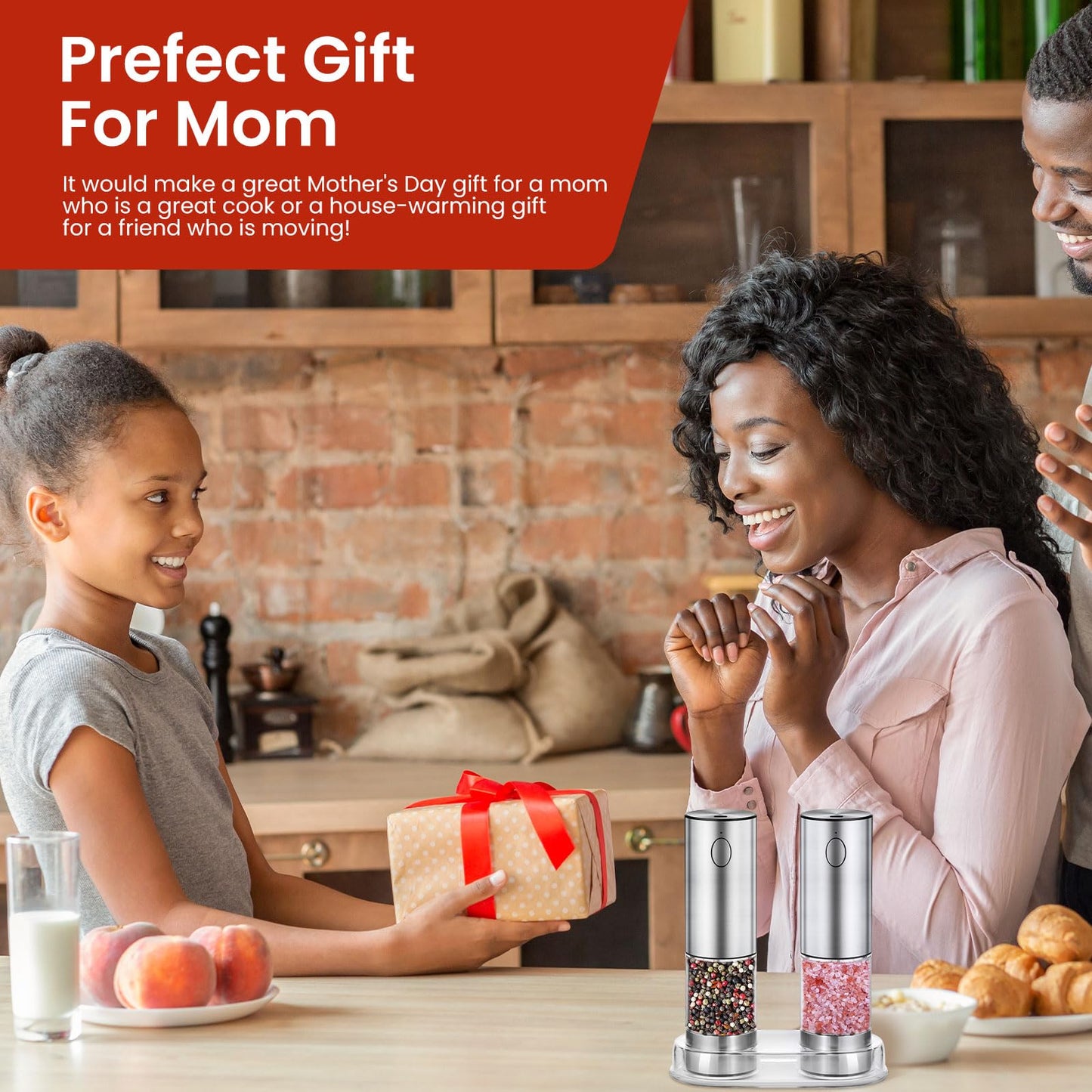 Electric Salt and Pepper Grinder Set with LED