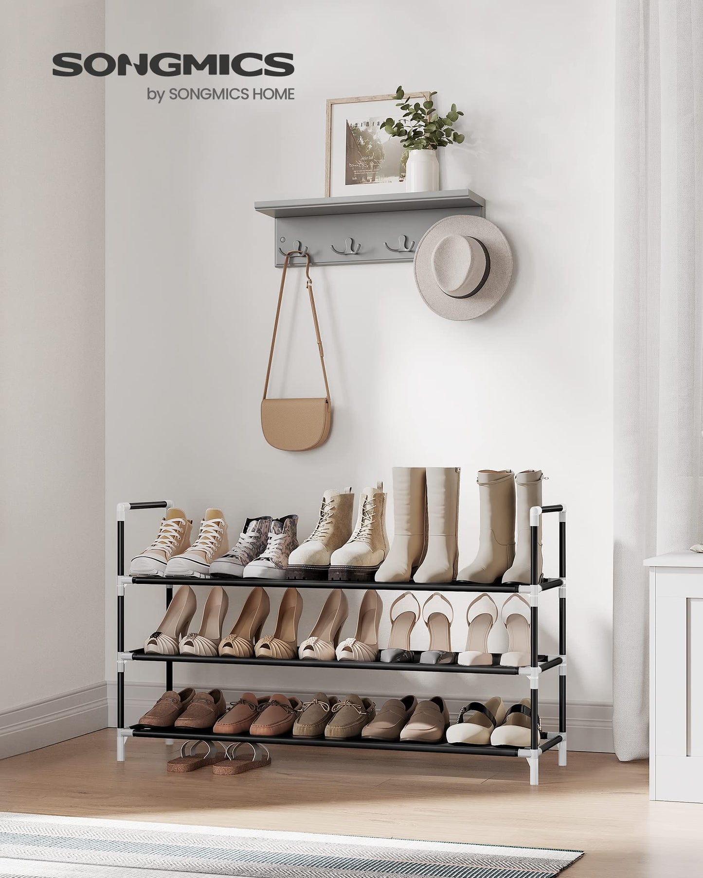 3-Tier Shoe Rack for Hallway Storage