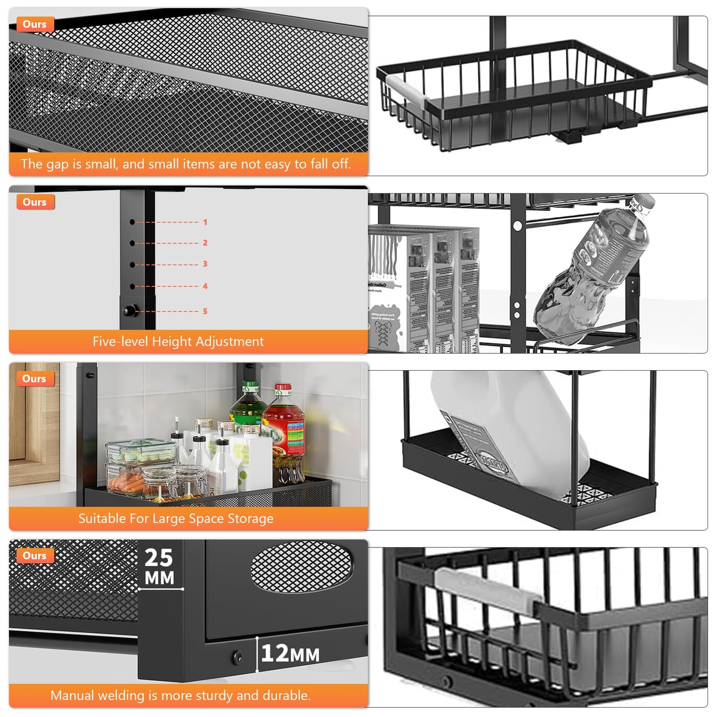 2-Tier Undersink Organizer with Pull-Out Drawers