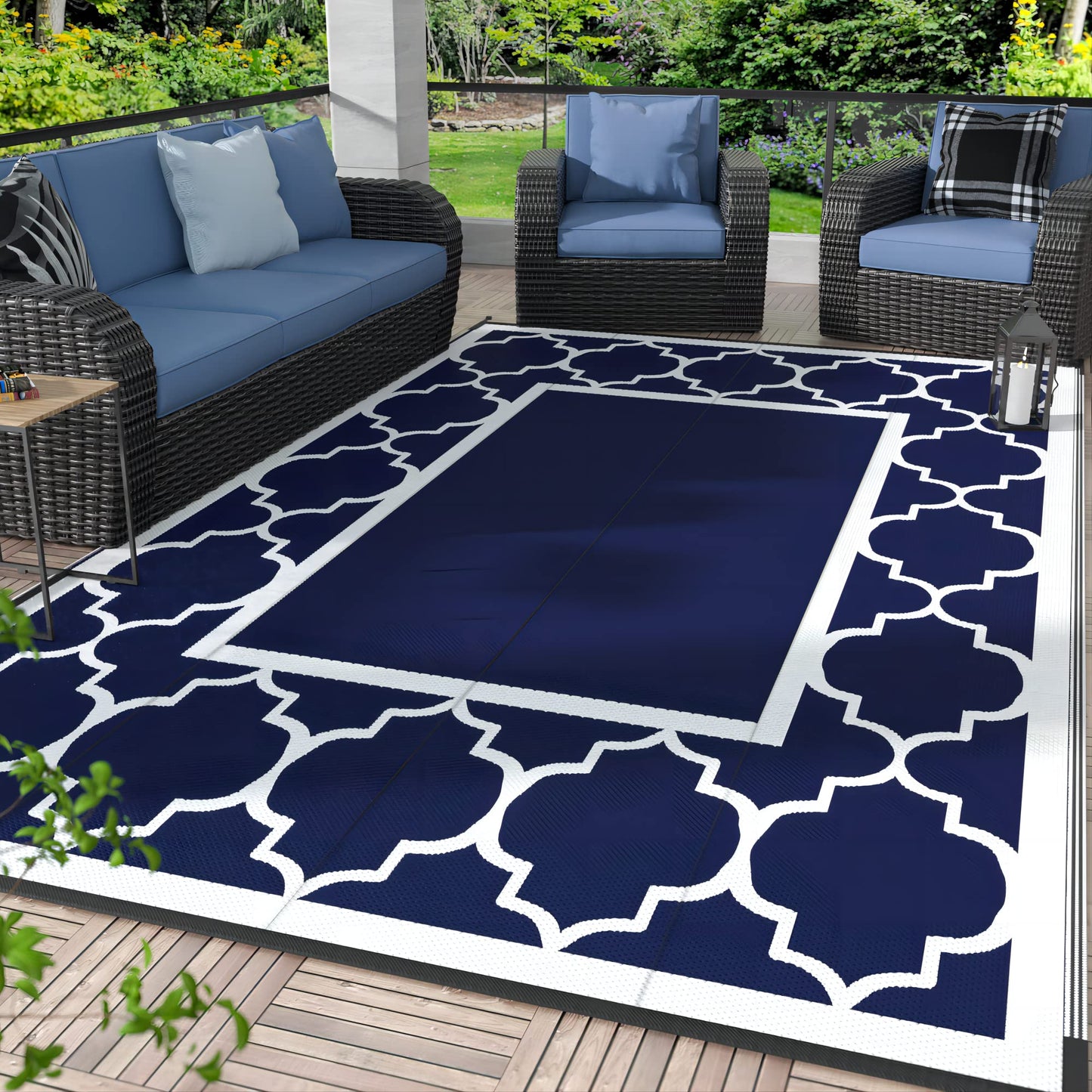 GENIMO Waterproof Outdoor Rug for Patio & Beach