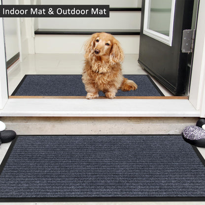 Non-Slip Grey Front Doormat for Indoor/Outdoor