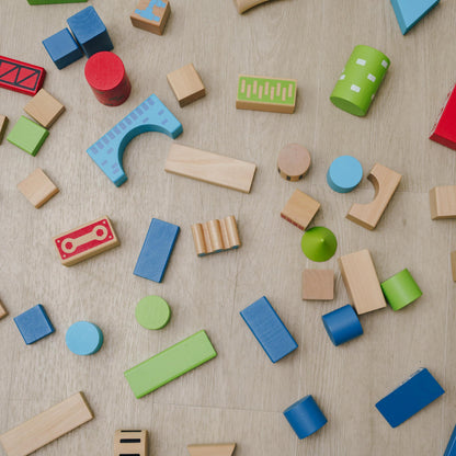 Discovery Kids 80-Piece Wooden Building Blocks Set