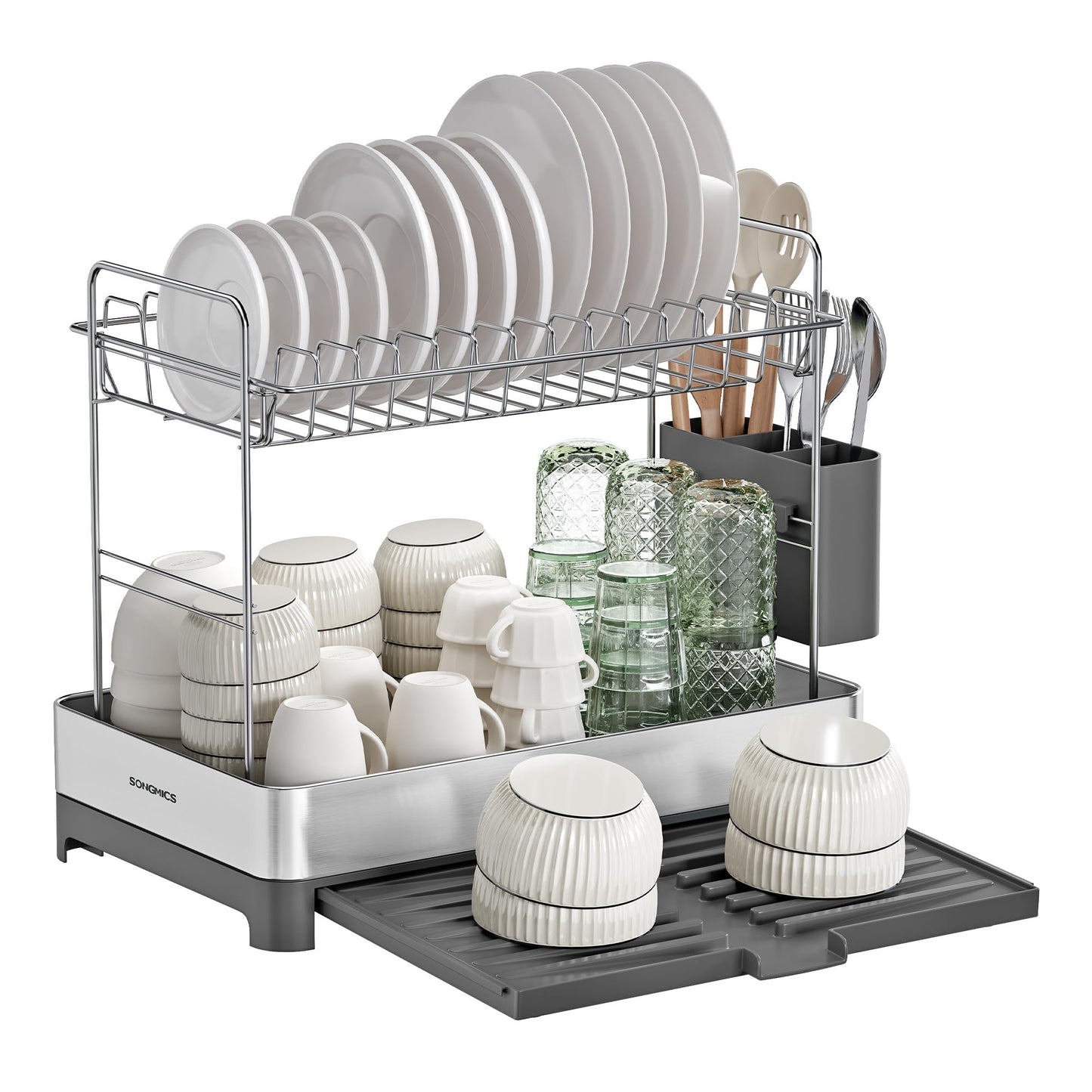 SONGMICS 2-Tier Expandable Dish Drying Rack