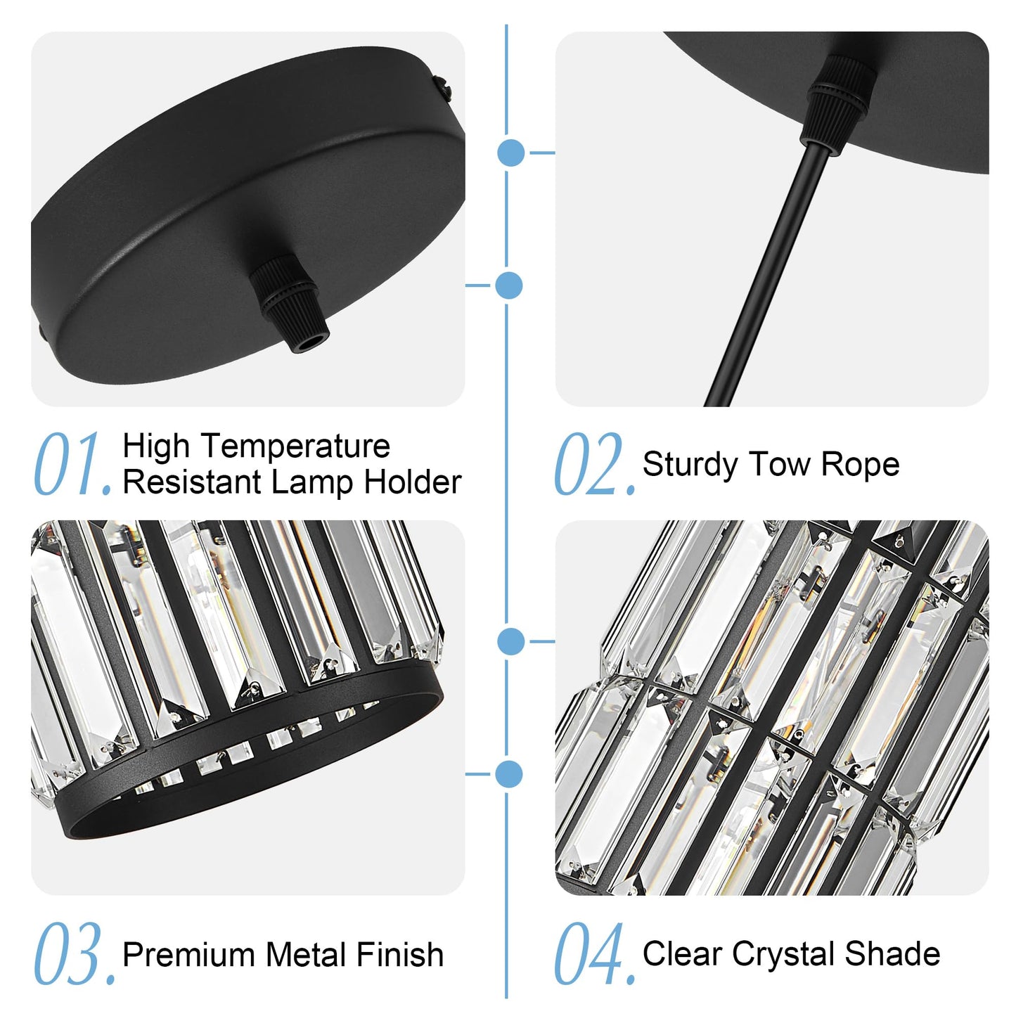 Adjustable Black Pendant Light for Home Décor