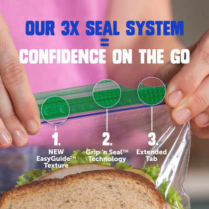 50 Ziploc Sandwich & Snack Bags with Grip Seal
