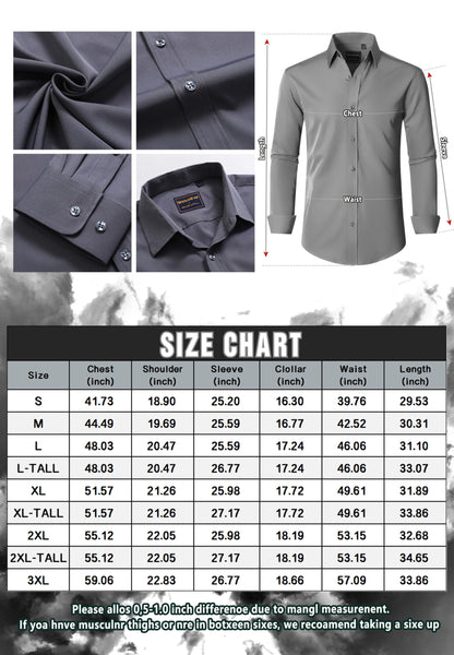 Simmashah Men's Wrinkle-Free Dress Shirt, White XL-Tall
