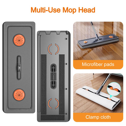 MOPALL Mop and Bucket with Wringer Set for Home, Hands-Free Flat Mop and Bucket Set for Floor Cleaning and Window Wall Cleaner, Wet and Dry Mop with 61" Long Handle and 4 Microfiber Pads
