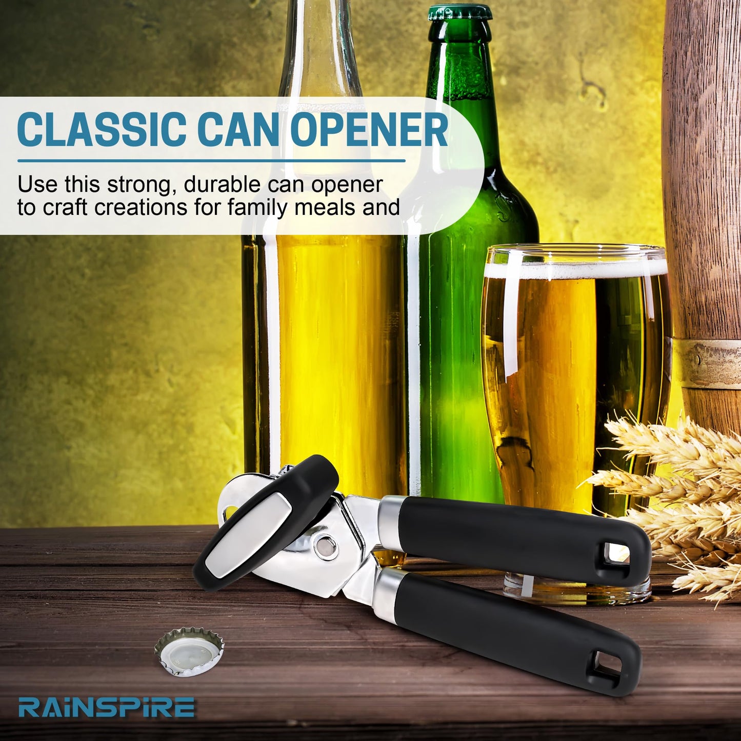 Rainspire Manual Can Opener with Smooth Edge Cut