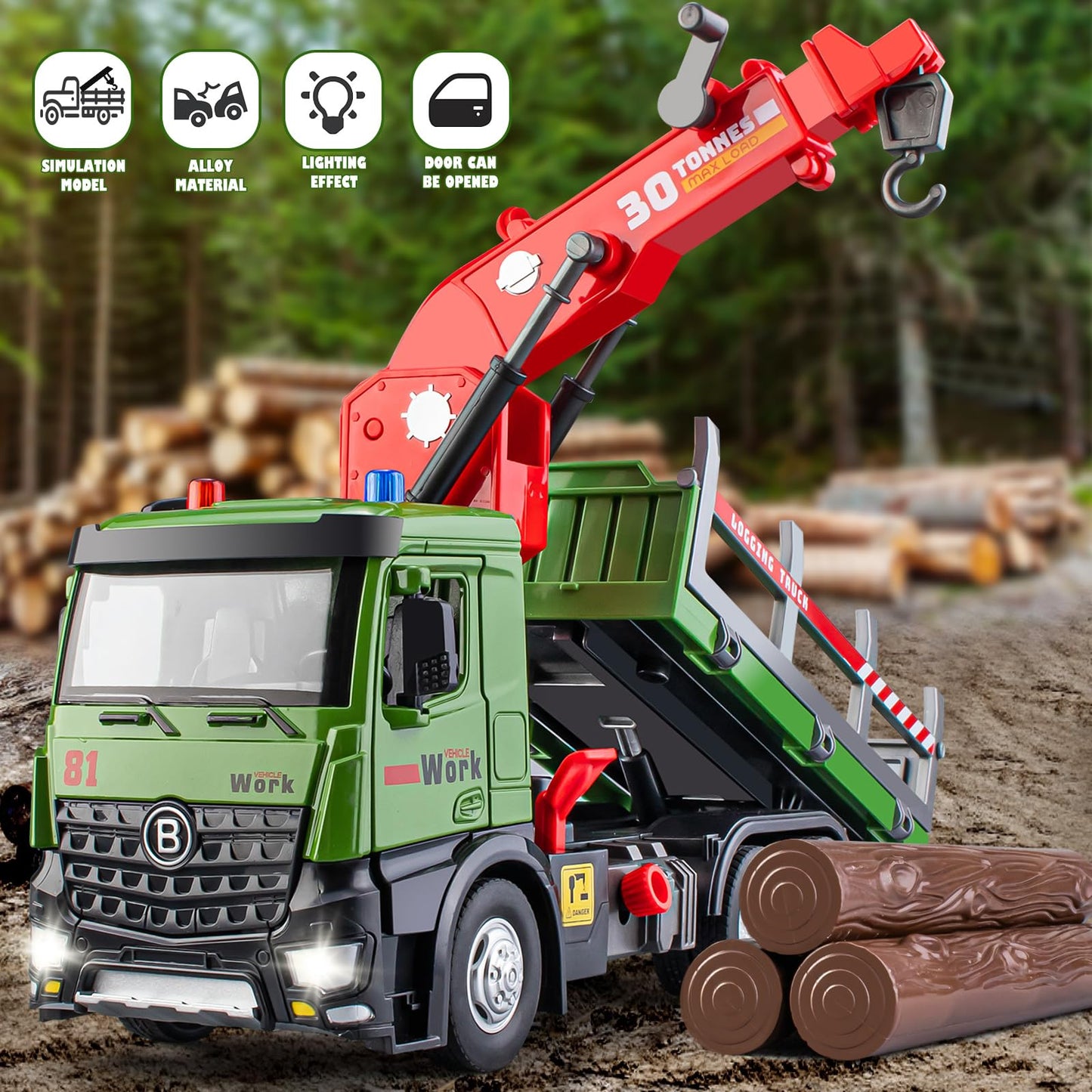 Friction Powered Timber Logging Truck Toy Set