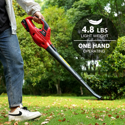 MZK Cordless Leaf Blower,20V Battery Powered Leaf Blower for Lawn Care, Electric Lightweight Mini Leaf Blower(Battery & Charger Included)