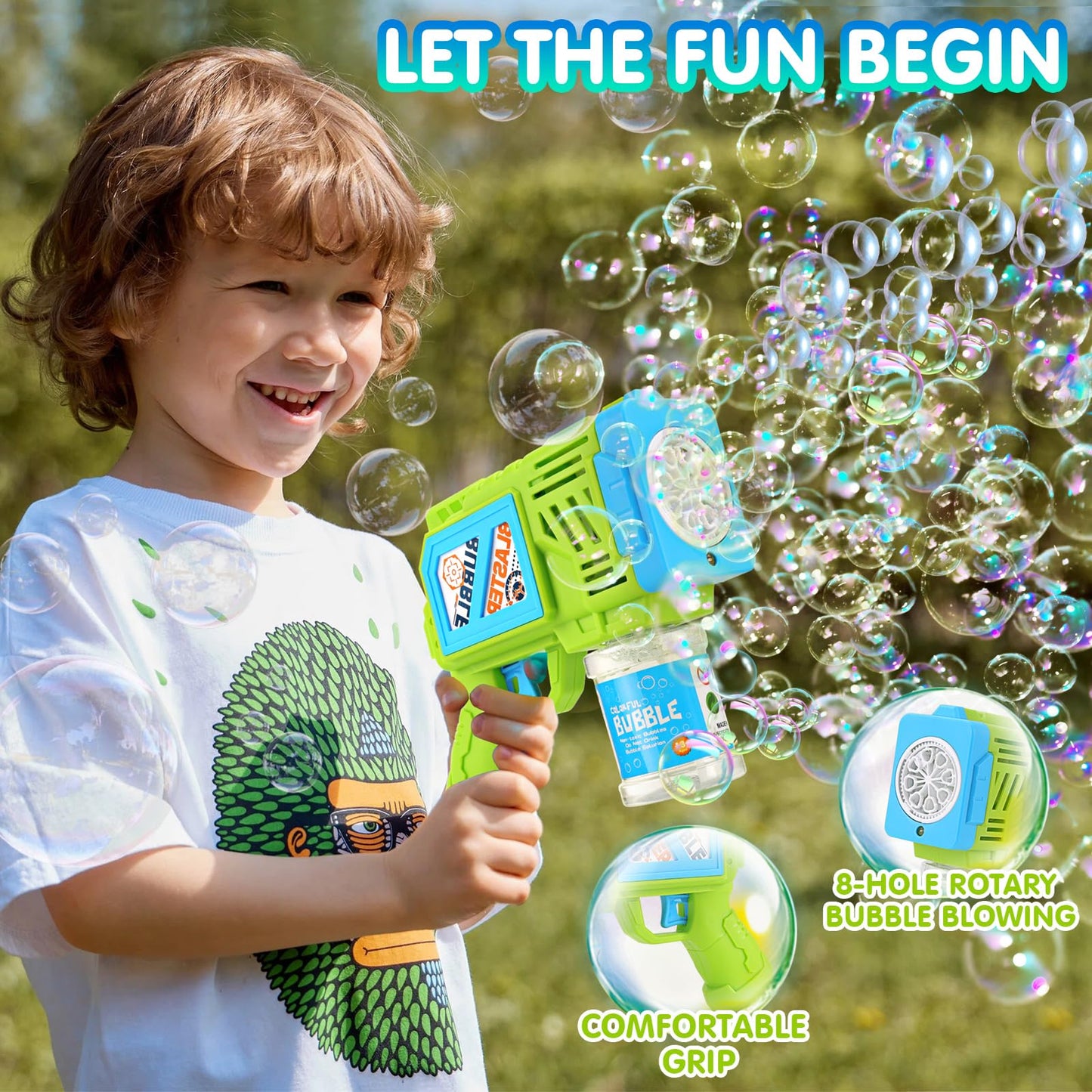 2 Pack Bubble Gun Machine for Kids Outdoor Fun