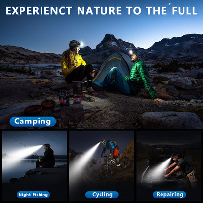 LED Headlamp Rechargeable, 2000 Lumens Super Bright Head Lamp with Motion Sensor, 5 Modes & 120°Adjustable & IPX7 Waterproof USB Rechargeable Headlight for Outdoor Camping, Running, Cycling, Climbing