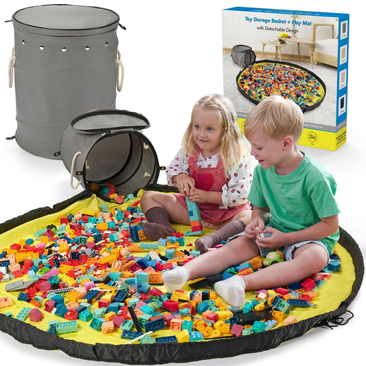 Toy Storage Basket with Play Mat for Kids