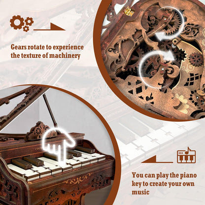 3D Wooden Piano Puzzle Model Kit for Adults
