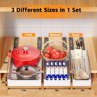 Pull Out Cabinet Organizer with 3 Dividers