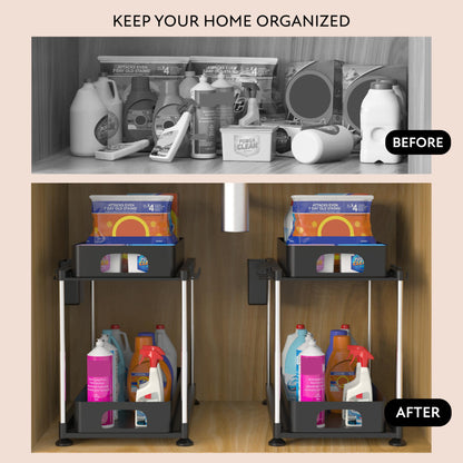 FISTUKIT Under Sink Organizer with Under Sink Mat