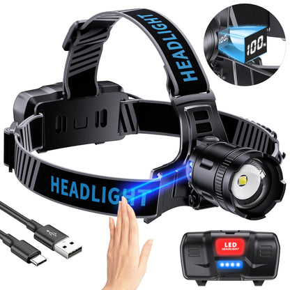 2000 Lumens Rechargeable LED Headlamp with Sensor