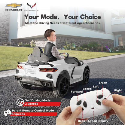 FUNTOK Corvette C8 Kids Electric Car with Remote