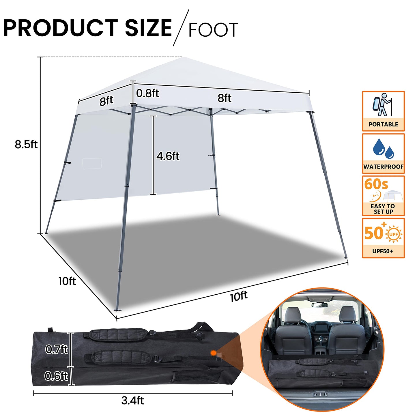 10x10 Pop Up Canopy Tent with Sidewall