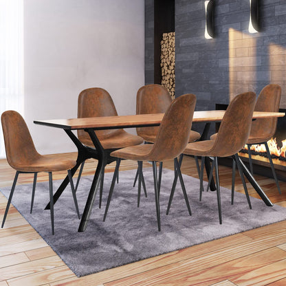 Modern Brown Suede Dining Chairs Set of 4