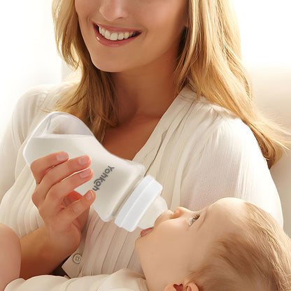 YOHKOH Natural Flow PP Baby Bottle with Natural Response Nipple, Wide Neck Anti-Colic Baby Bottles, Easy to Clean (8.8oz (Pack of 2), White)
