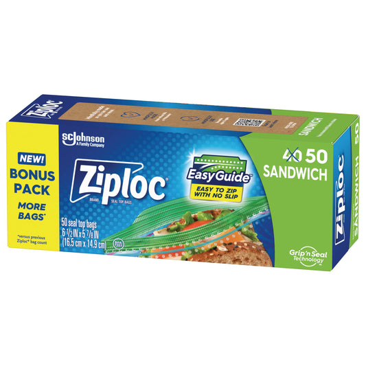 50 Pack Ziploc Grip 'n Seal Storage Bags