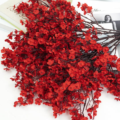 Uieke 30 Pcs Babys Breath Artificial Flowers Bulk Silk Red Faux Flowers Real Touch Gypsophila Bouquet for Christmas Halloween Home Wedding Decoration