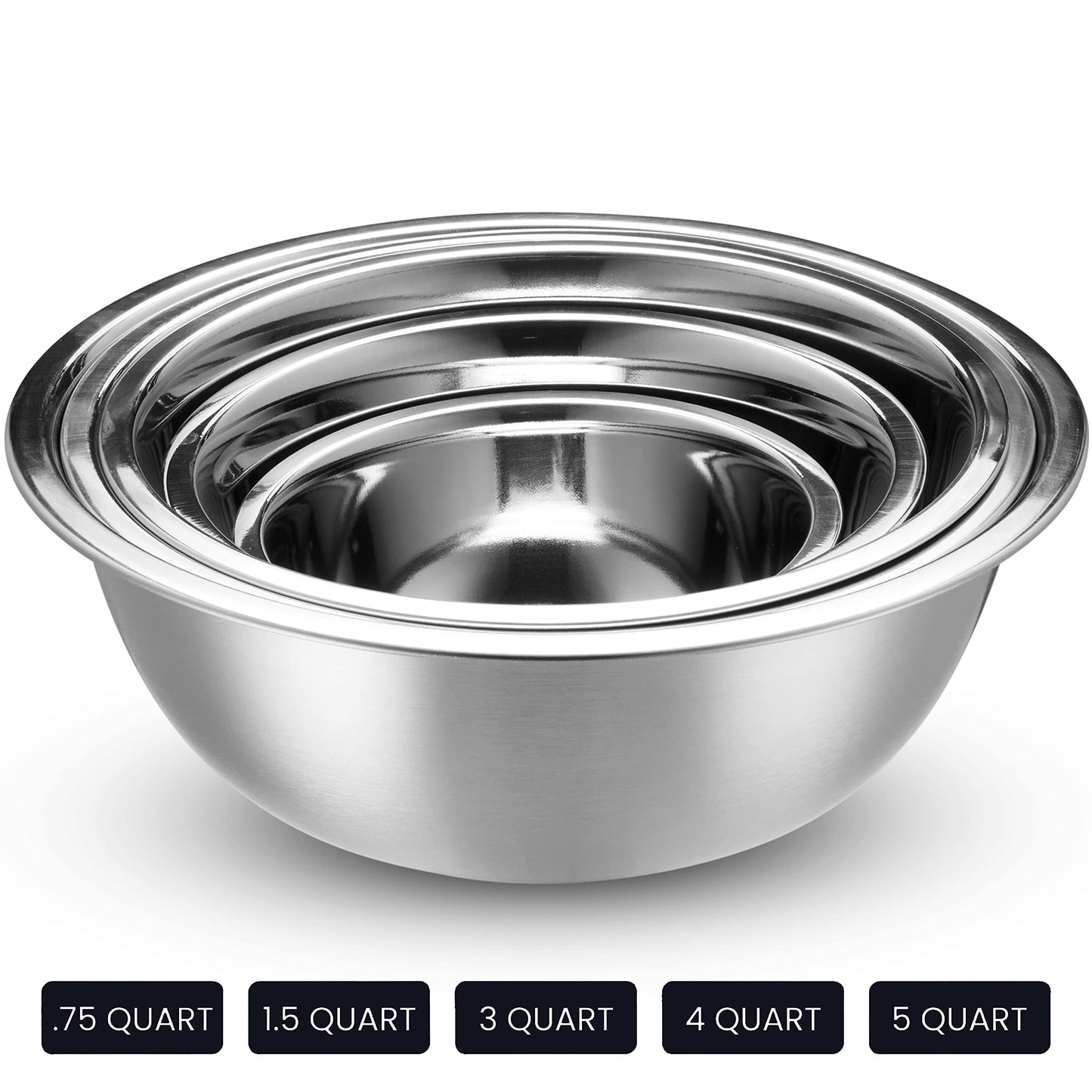 10-Piece Stainless Steel Mixing Bowl Set