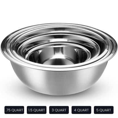 10-Piece Stainless Steel Mixing Bowl Set