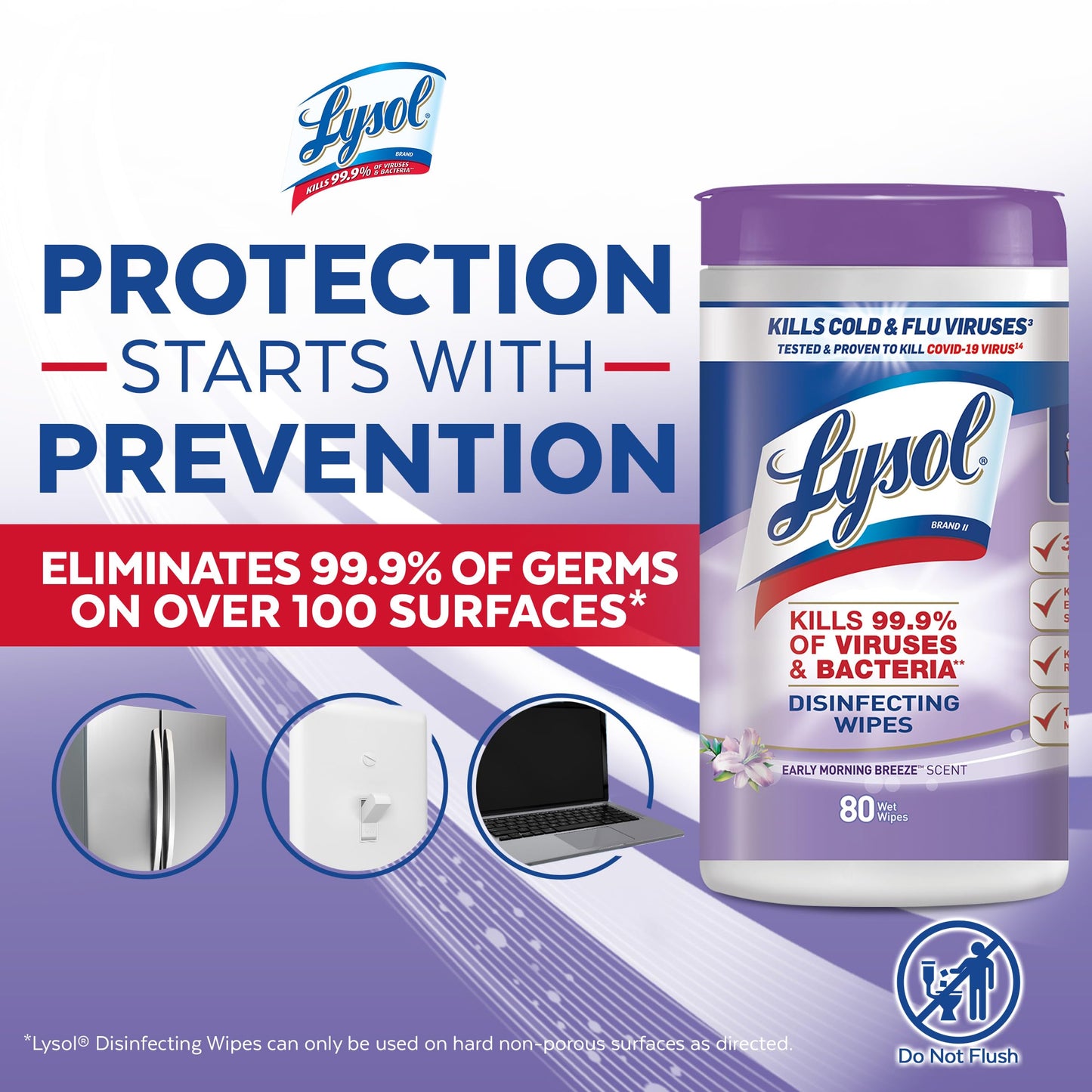 Lysol Antibacterial Disinfecting Wipes, 80 Count