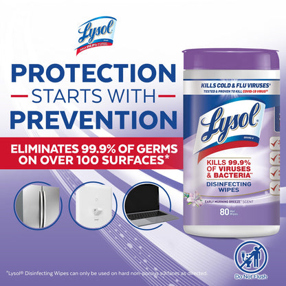 Lysol Antibacterial Disinfecting Wipes, 80 Count