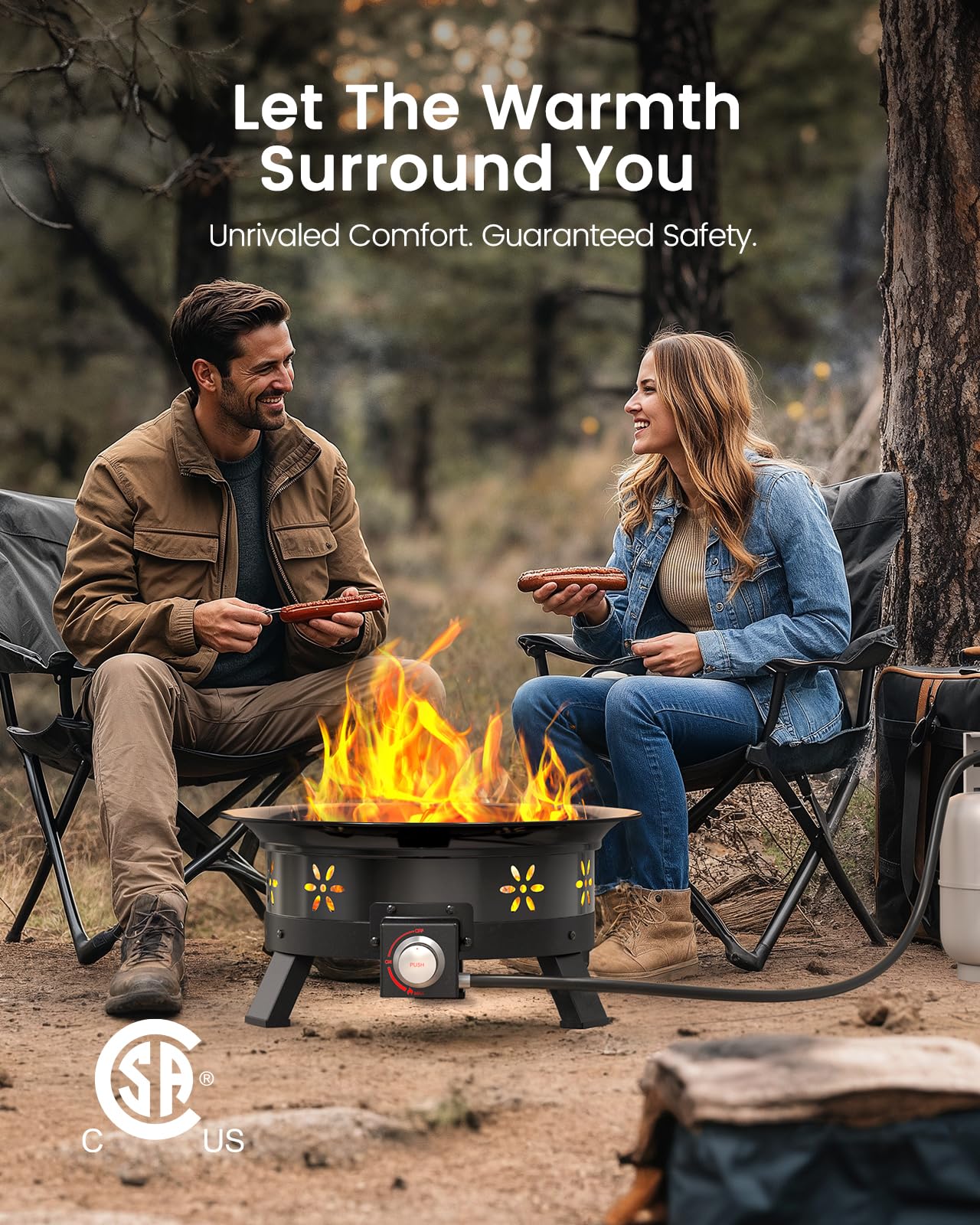 19″ Propane Fire Pit with Grill Grate, 58,000 BTU
