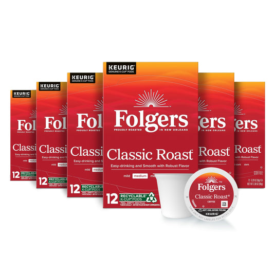 Folgers Classic Roast Coffee K-Cup Pods, 72 Count