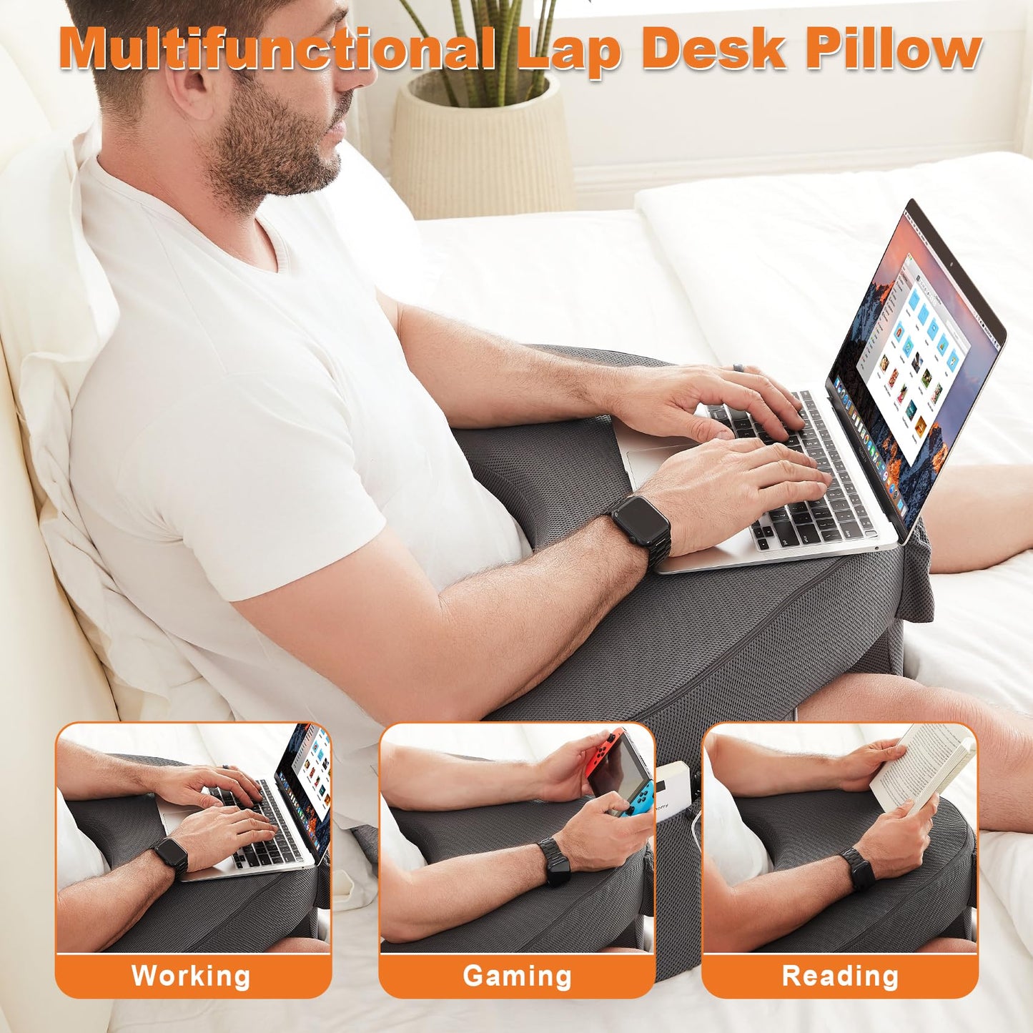 Lap Desk Pillow for Laptop and Reading