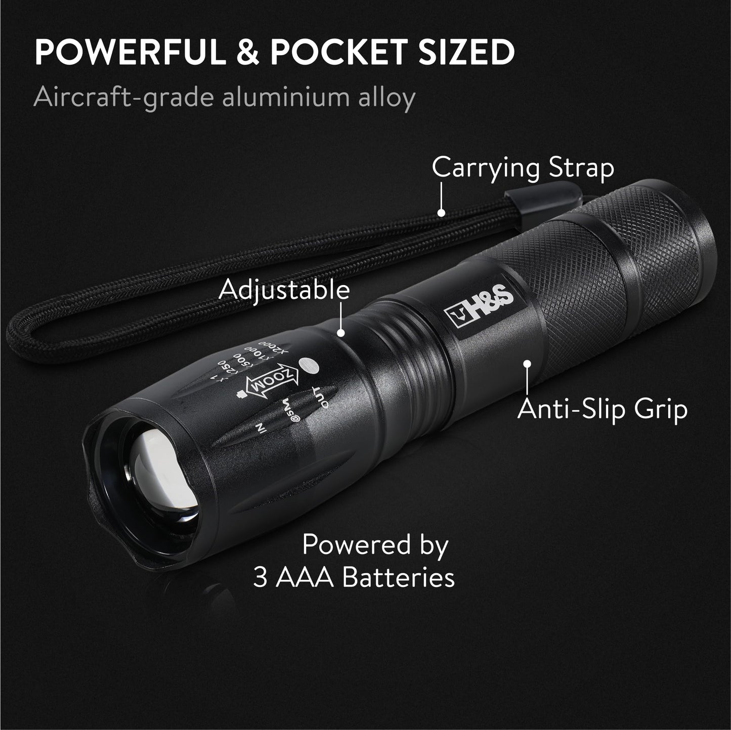 H&S Tactical LED Flashlight Set of 2