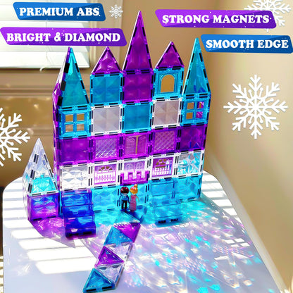 UPDATE: DEAD! Frozen Magnetic Tiles 102pcs with Stairs Dolls Princess Castle Building STEM Toys for 3+ Year Old Girls & Boys 3 4 5 6 7 8 9 10 Year Old Girl Birthday Gifts